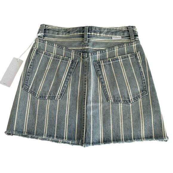 Revolve Boyish Corey Striped Raw Hemline Casual Cotton Denim Mini Skirt Size 25 - Picture 6 of 8